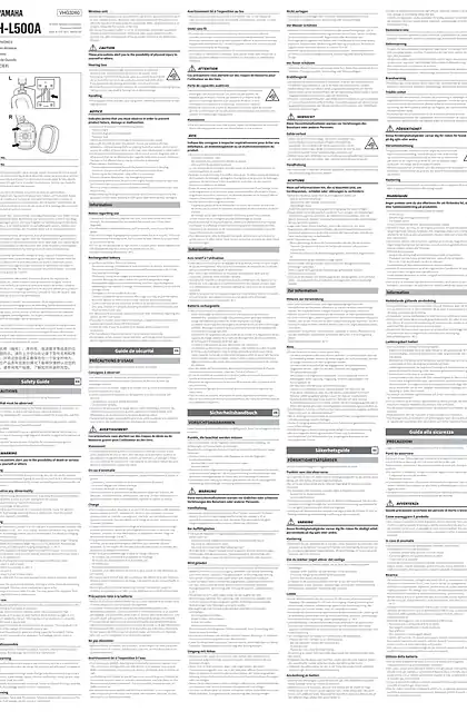 yamaha雅马哈YH-L500A Safety Guide